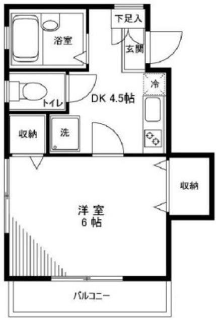 アオバハイツ(1DK/2階)の間取り写真