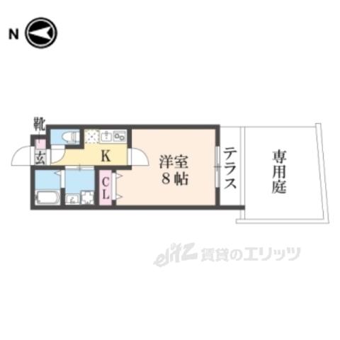 グランディール円町(1K/1階)の間取り写真