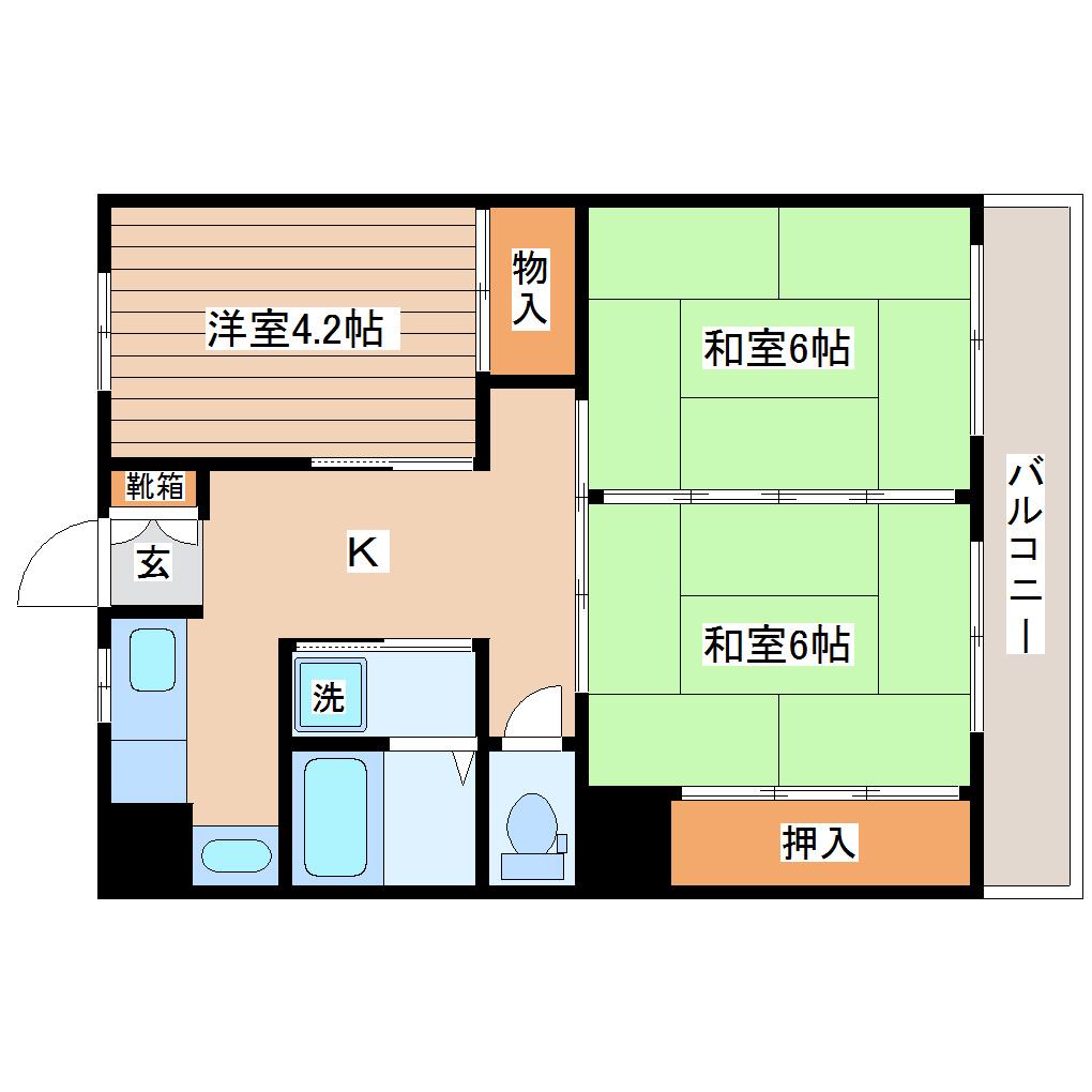 大野田YKハイツB(3K/3階)の間取り写真