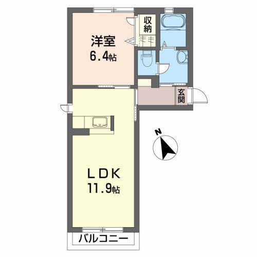 コンフォータブル B(1LDK/1階)の間取り写真