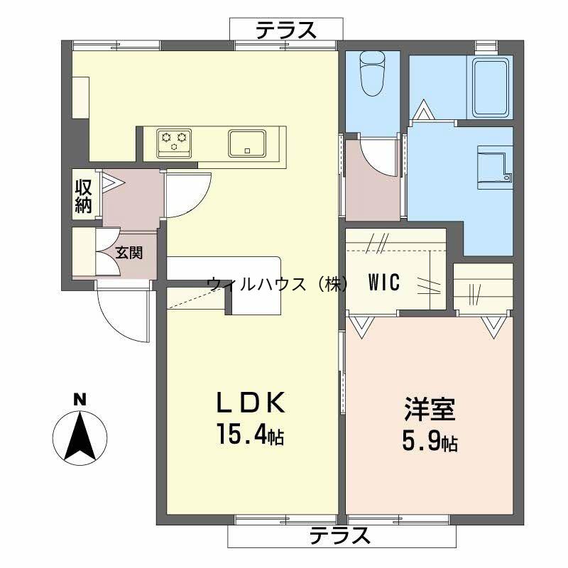 フレグランス大門(1LDK/1階)の間取り写真