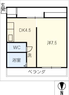 タリーズ(1DK/2階)の間取り写真