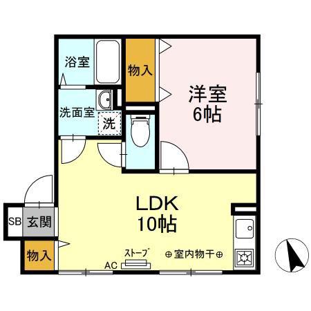 ファイン大野(1LDK/2階)の間取り写真