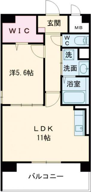 カサグランデ本町(1LDK/9階)の間取り写真