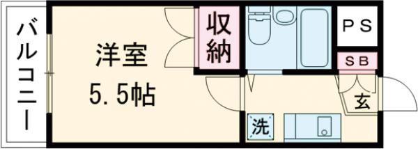 レリーサ真上(1K/2階)の間取り写真