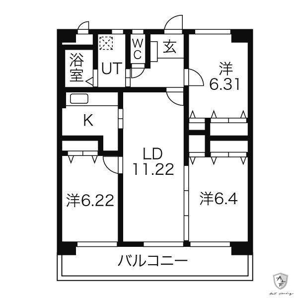 アマデトワール(3LDK/3階)の間取り写真
