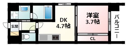 エルシア新大阪(1DK/8階)の間取り写真