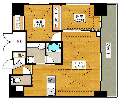 ノルデンタワー江坂プレミアム(2LDK/20階)の間取り写真