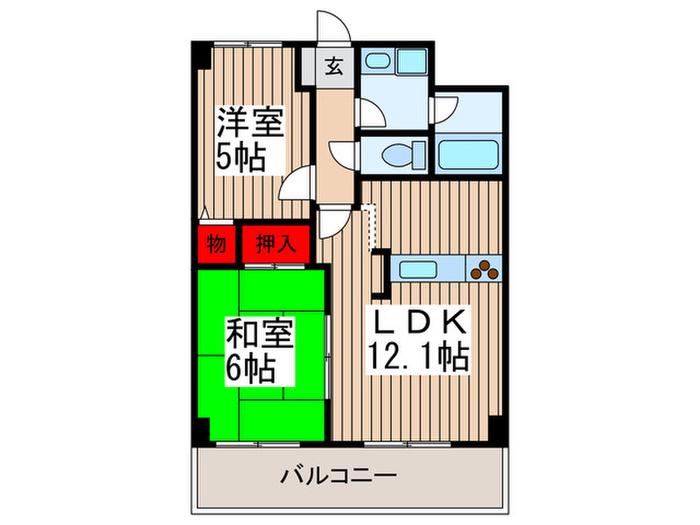ビエラコート南浦和(2LDK/8階)の間取り写真