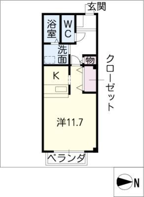 パームタウン ノース(1K/3階)の間取り写真