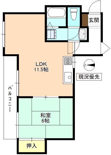 レジデンス染谷台(1LDK/2階)の間取り写真