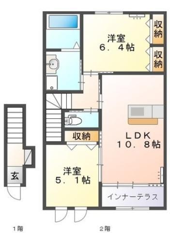 サニーコート(2LDK/2階)の間取り写真