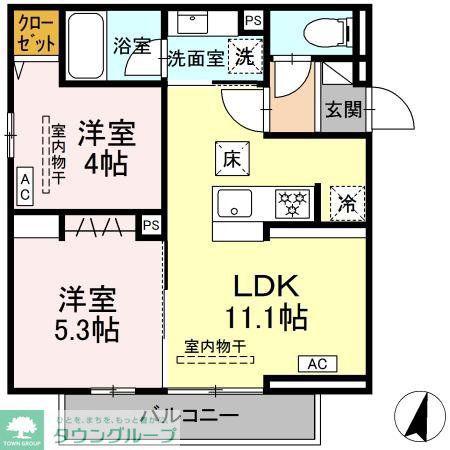 ドムスクレスト湘南台(2LDK/1階)の間取り写真