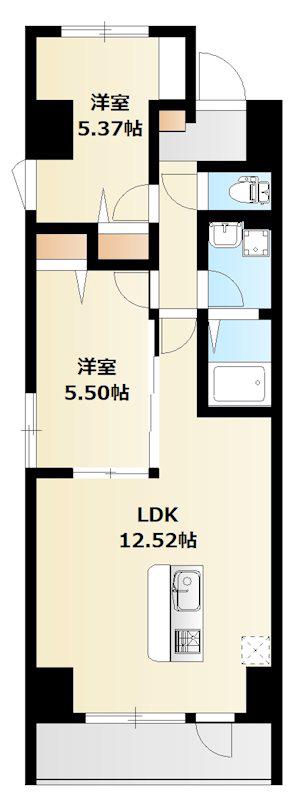 ミリアビタNO.42(2LDK/5階)の間取り写真