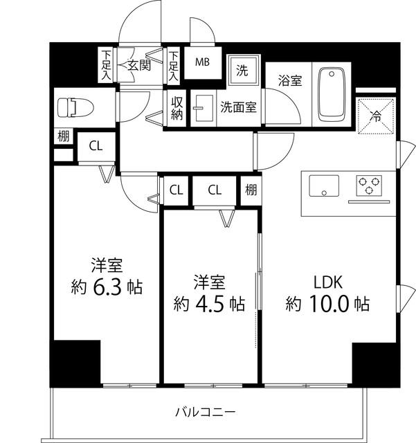 SAION町屋(2LDK/12階)の間取り写真