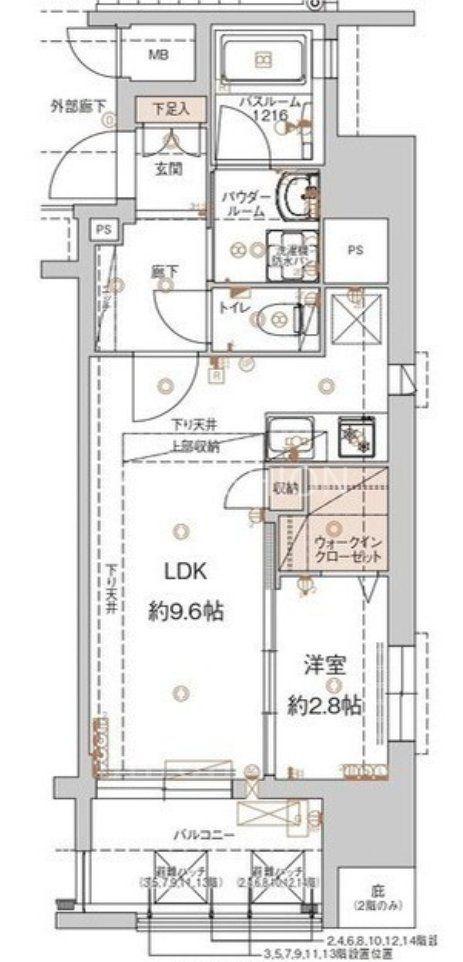 アクタス薬院グランプレイス(1LDK/5階)の間取り写真
