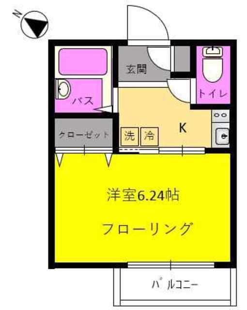 アイカーサ横浜(1K/2階)の間取り写真