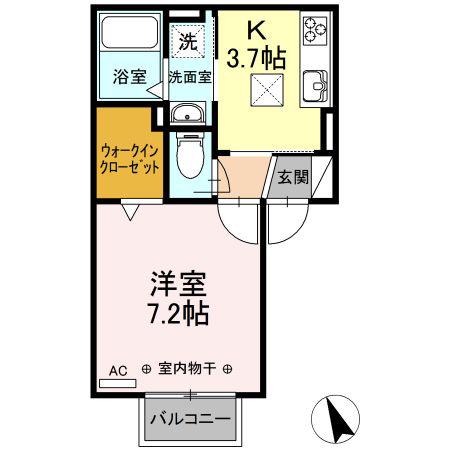 エトーレ(1K/1階)の間取り写真