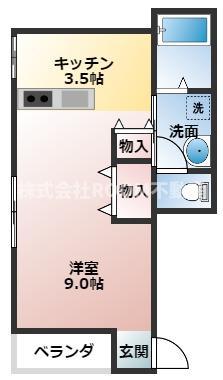 ラパン郡元(ワンルーム/2階)の間取り写真