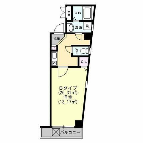 ハウスアーデル佃野(1K/2階)の間取り写真