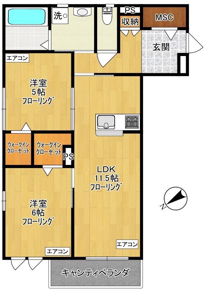 ゲートフロント(2LDK/3階)の間取り写真