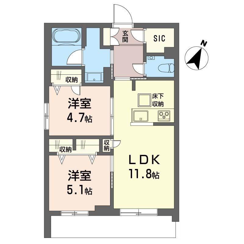 モンサンク(2LDK/1階)の間取り写真