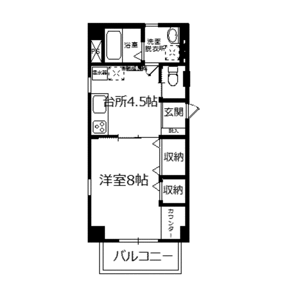 ヴィラ ウェーブ IN ホーク(1K/1階)の間取り写真