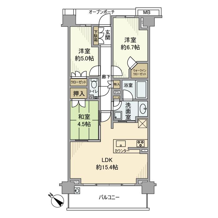 アリュール横濱新子安(3LDK/6階)の間取り写真