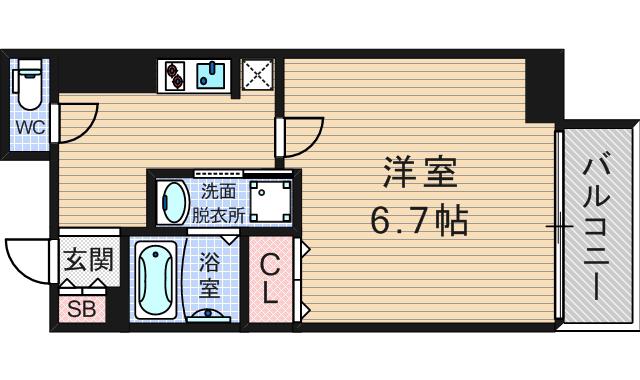 スワンズ江戸堀ウエストパーク(1K/3階)の間取り写真