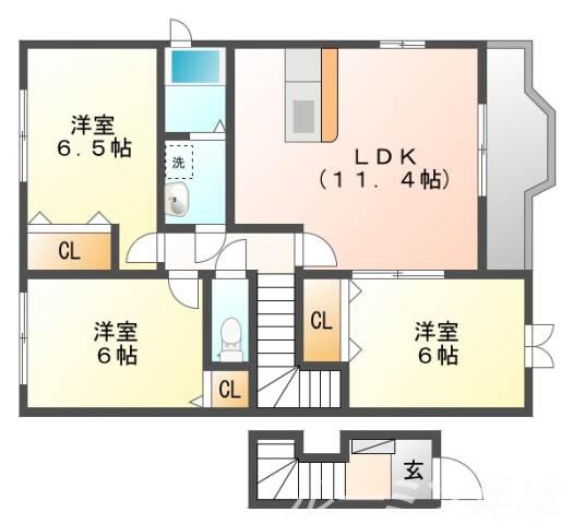 カモミールⅢA(3LDK/2階)の間取り写真