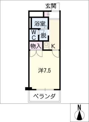 パークサイドヒルズ(1K/3階)の間取り写真