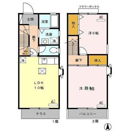 セジュール・モローB(2LDK/1階)の間取り写真
