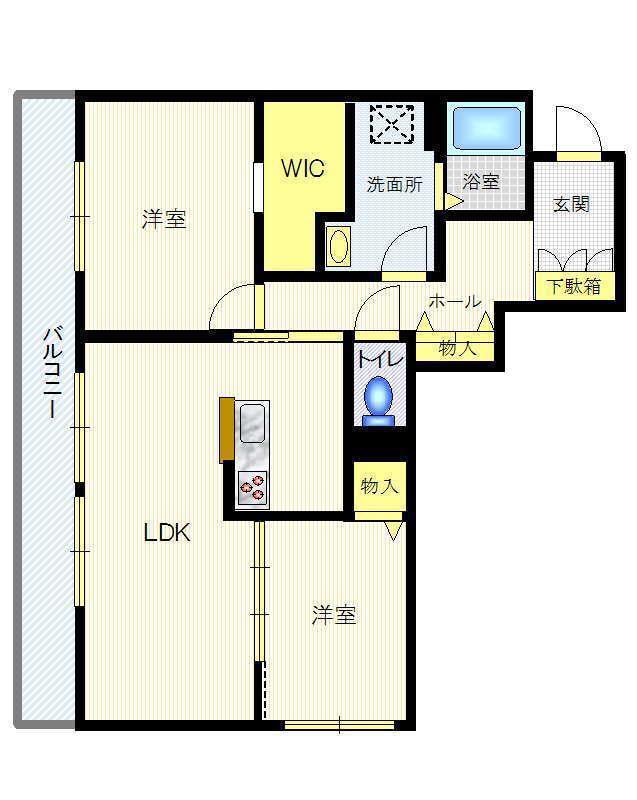 レクシオン水戸南(2LDK/2階)の間取り写真