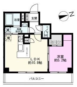 ウッドヒルズII(1LDK/5階)の間取り写真