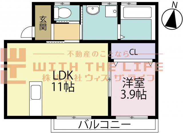 シャンドゥ・フルール(1LDK/2階)の間取り写真