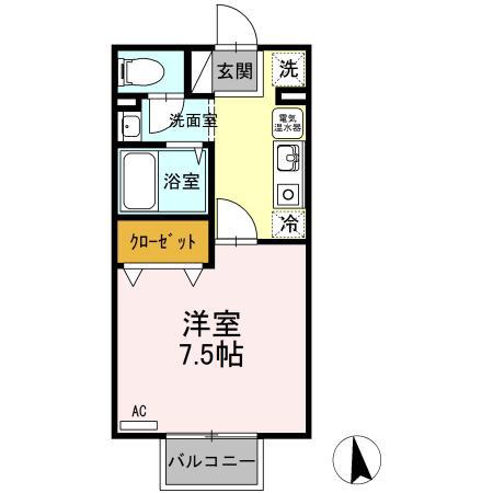 プランドール(1K/1階)の間取り写真