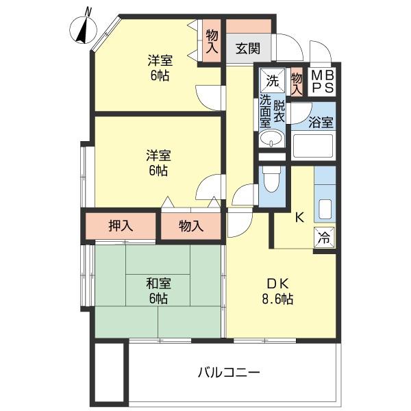 フォーアイマンションK(2LDK/1階)の間取り写真