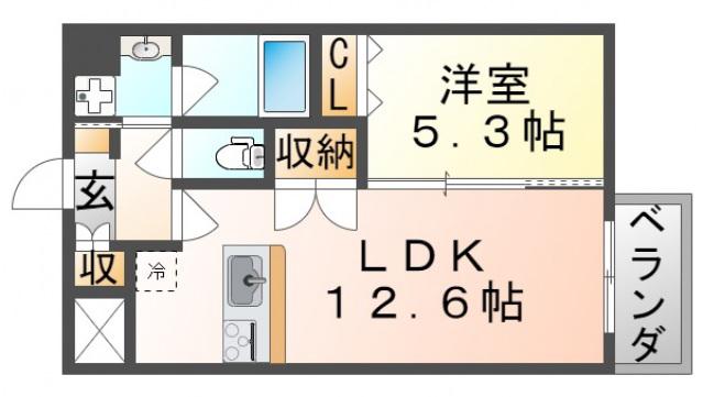 スプランディッド江坂駅前(1LDK/2階)の間取り写真