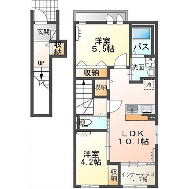 メゾン ベルフルール(2LDK/2階)の間取り写真