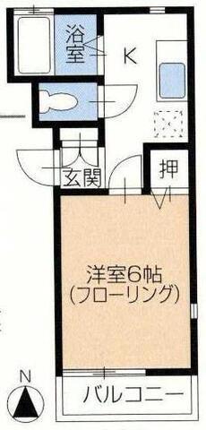 ヒルハウス(1K/2階)の間取り写真