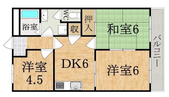 グランドール神宮(3DK/2階)の間取り写真