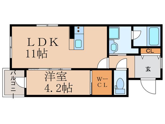 ラ・コルダ中井(1LDK/1階)の間取り写真