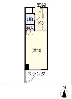 ラッキーキャット(1K/6階)の間取り写真