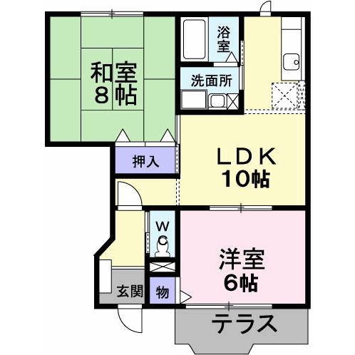 サンフラワ-24(2LDK/1階)の間取り写真