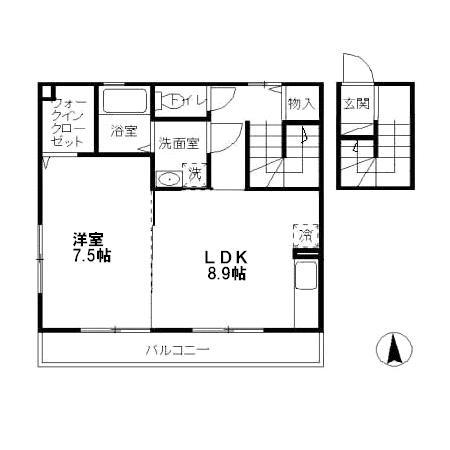 パルテール(1LDK/2階)の間取り写真