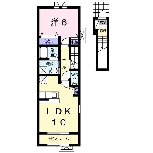 メゾン・ボニート(1LDK/2階)の間取り写真