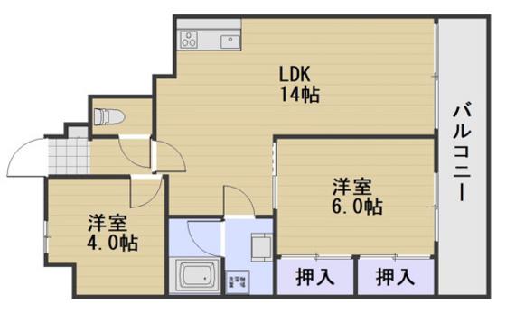 リレイズ広瀬(2LDK/2階)の間取り写真