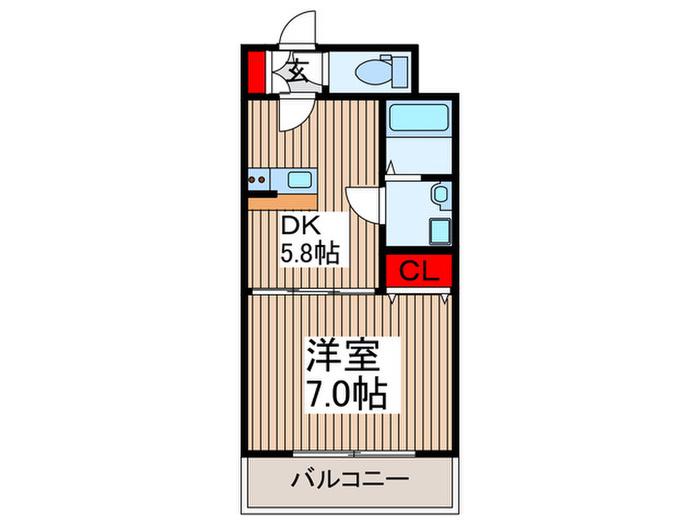 ロゼットIII(1DK/5階)の間取り写真