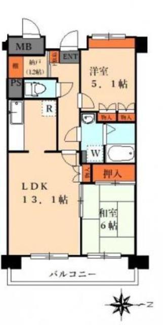 リヴェール烏山(2LDK/3階)の間取り写真