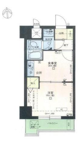 ライオンズマンション相模原第3(1K/4階)の間取り写真